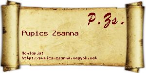 Pupics Zsanna névjegykártya